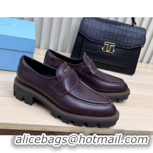 Good Product Prada Leather loafers Purple 2025 1D877N