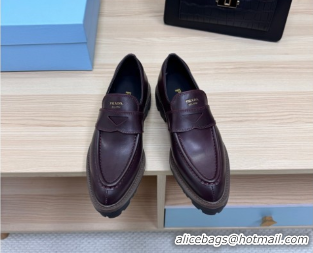 Good Product Prada Leather loafers Purple 2025 1D877N