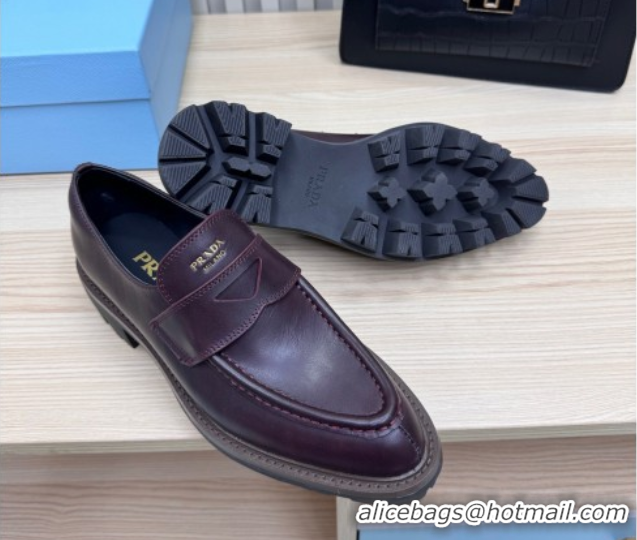 Good Product Prada Leather loafers Purple 2025 1D877N