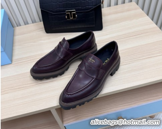 Good Product Prada Leather loafers Purple 2025 1D877N