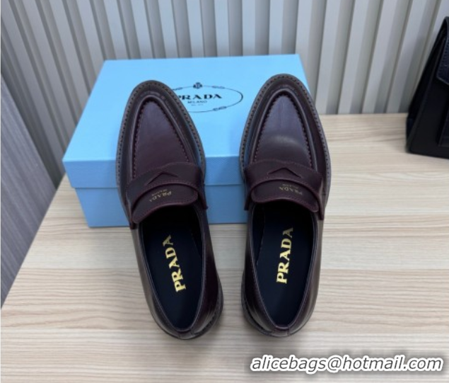 Good Product Prada Leather loafers Purple 2025 1D877N