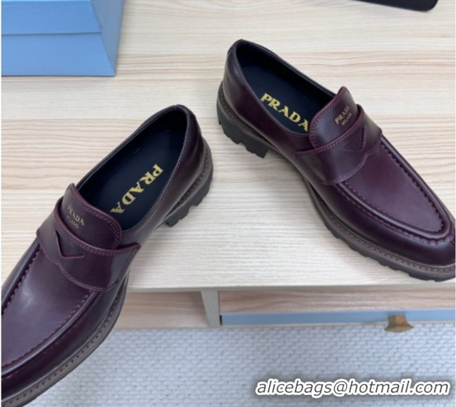 Good Product Prada Leather loafers Purple 2025 1D877N