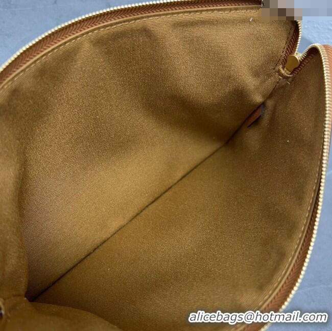Luxury Cheap Celine Small Pouch with Strap in Triomphe Canvas and Calfskin 100502 Tan 2024 Top