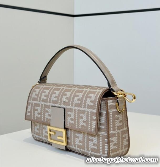 Spot Bulk Fendi Baguette Medium Bag in denim-effect FF jacquard 8579M Dove Grey 2025