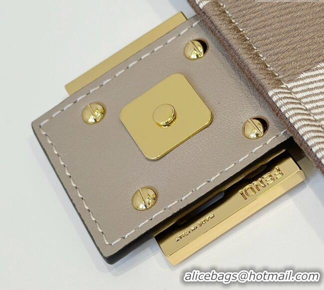 Spot Bulk Fendi Baguette Medium Bag in denim-effect FF jacquard 8579M Dove Grey 2025