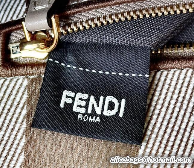 Spot Bulk Fendi Baguette Medium Bag in denim-effect FF jacquard 8579M Dove Grey 2025