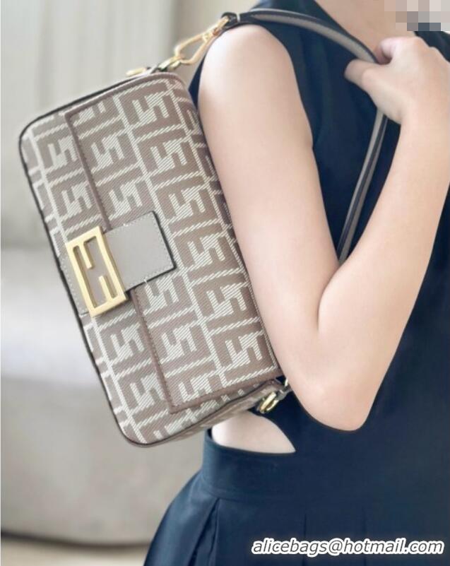 Spot Bulk Fendi Baguette Medium Bag in denim-effect FF jacquard 8579M Dove Grey 2025