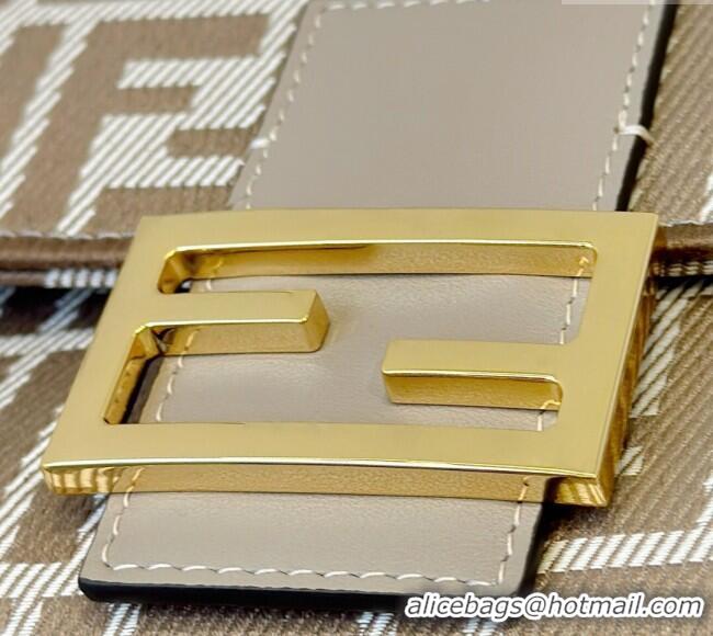 Spot Bulk Fendi Baguette Medium Bag in denim-effect FF jacquard 8579M Dove Grey 2025