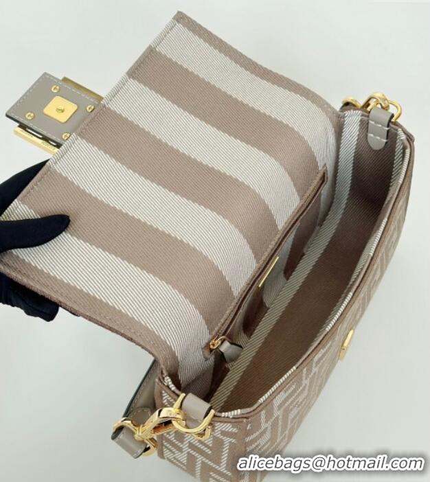 Spot Bulk Fendi Baguette Medium Bag in denim-effect FF jacquard 8579M Dove Grey 2025