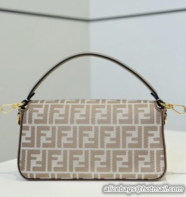 Spot Bulk Fendi Baguette Medium Bag in denim-effect FF jacquard 8579M Dove Grey 2025