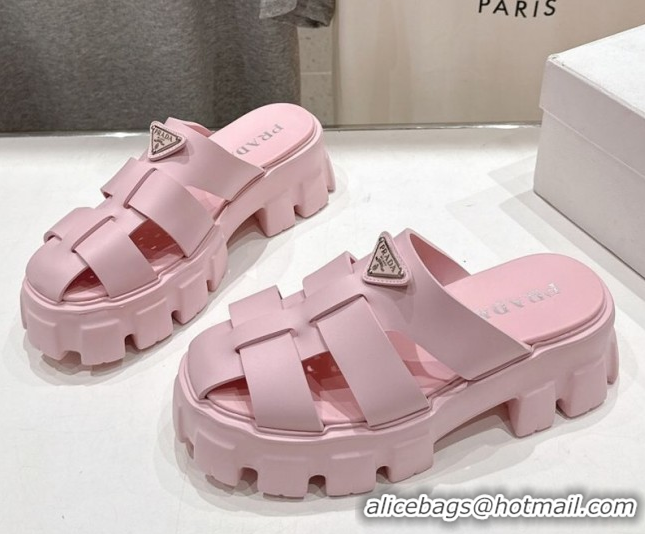 Perfect Prada Monolith rubber platform mules Pink 2025 1XX751