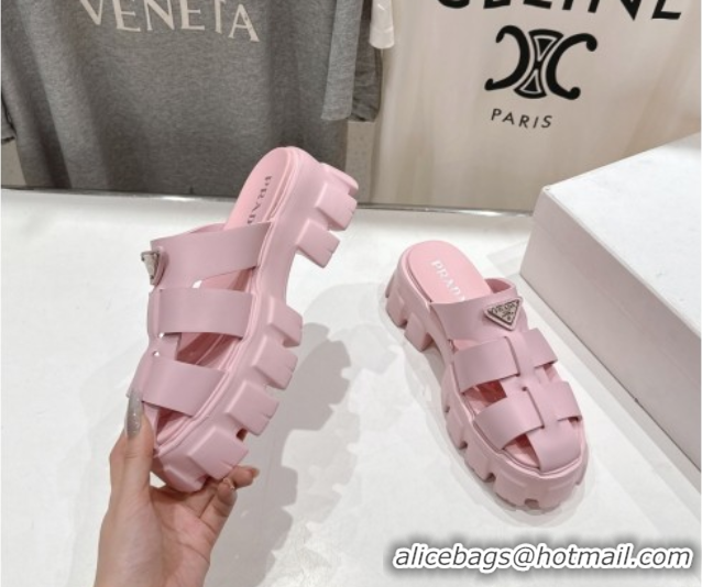 Perfect Prada Monolith rubber platform mules Pink 2025 1XX751