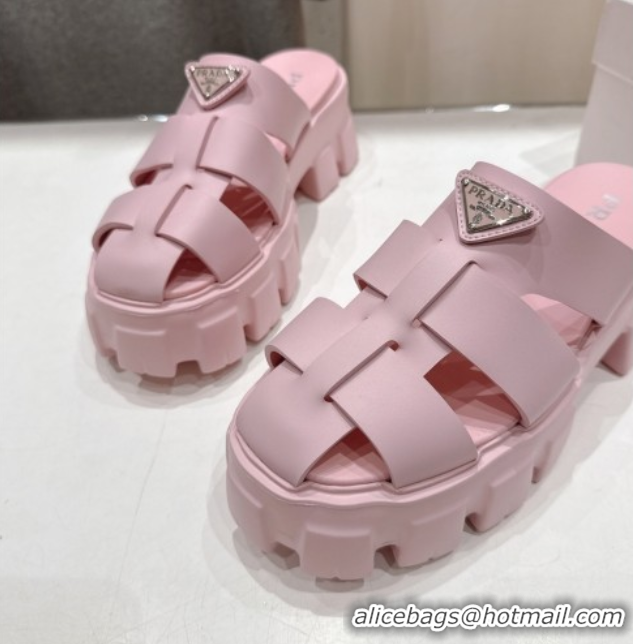 Perfect Prada Monolith rubber platform mules Pink 2025 1XX751