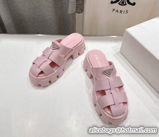 Perfect Prada Monolith rubber platform mules Pink 2025 1XX751