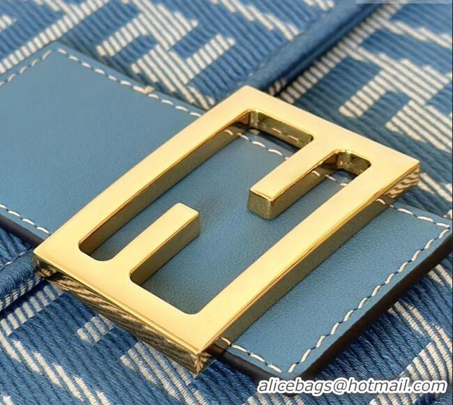 New Design Fendi Baguette Medium Bag in Blue denim-effect FF jacquard 8579M 2025