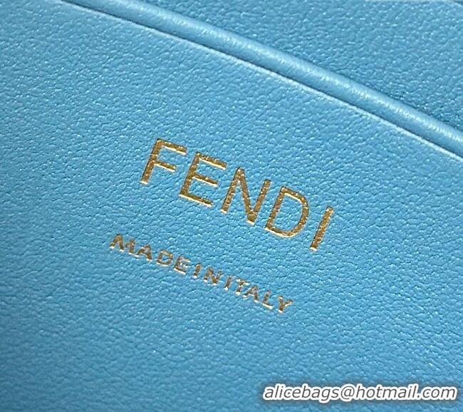 Original Cheap Fendi Baguette Mini Bag in Blue denim-effect FF jacquard 8579S 2025