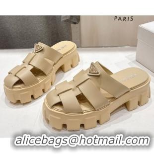 Pretty Style Prada Monolith rubber platform mules Beige 2025 1XX751