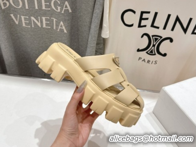 Pretty Style Prada Monolith rubber platform mules Beige 2025 1XX751