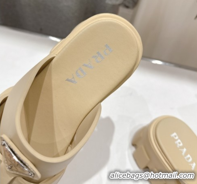 Pretty Style Prada Monolith rubber platform mules Beige 2025 1XX751
