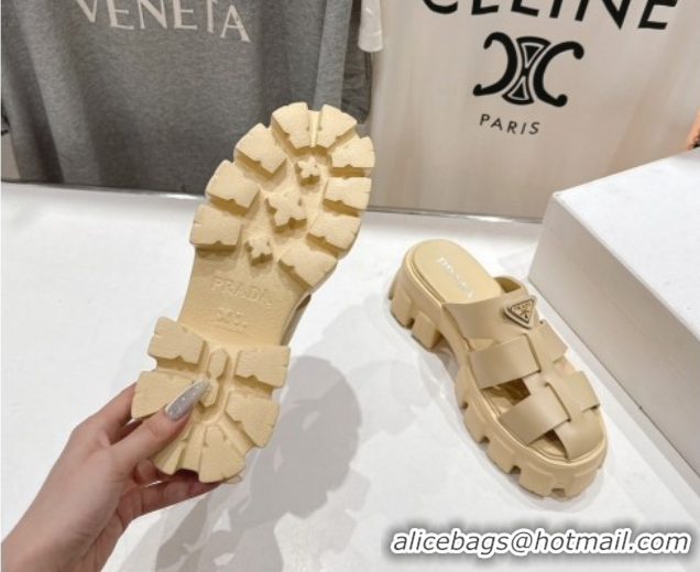 Pretty Style Prada Monolith rubber platform mules Beige 2025 1XX751