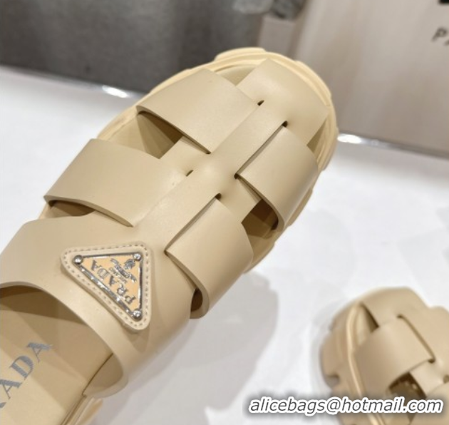 Pretty Style Prada Monolith rubber platform mules Beige 2025 1XX751