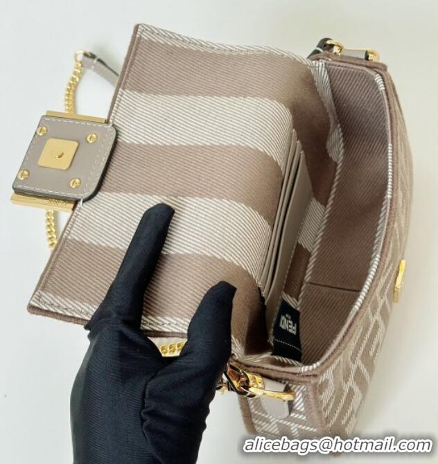 Grade Quality Fendi Baguette Mini Bag in denim-effect FF jacquard 8579S Dove Grey 2025