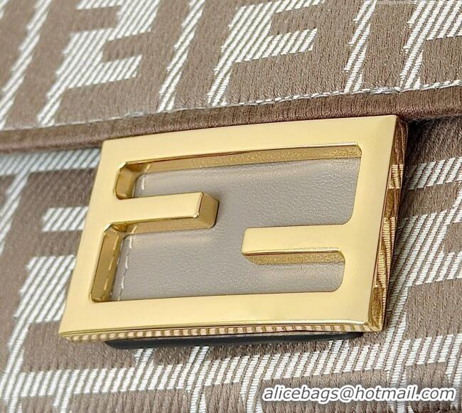 Grade Quality Fendi Baguette Mini Bag in denim-effect FF jacquard 8579S Dove Grey 2025