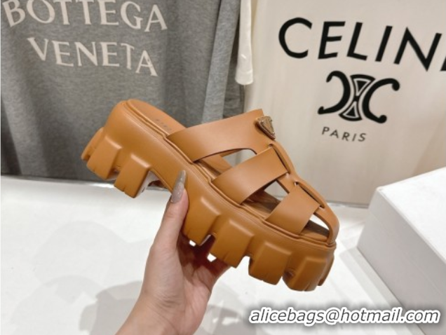 Grade Quality Prada Monolith rubber platform mules Brown 2025 1XX751