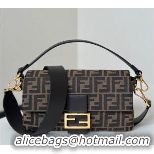 Buy Cheap Fendi Baguette Medium Bag in Brown FF jacquard fabric 8679M Brown/Gold 2025