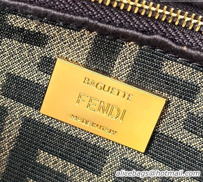 Buy Cheap Fendi Baguette Medium Bag in Brown FF jacquard fabric 8679M Brown/Gold 2025