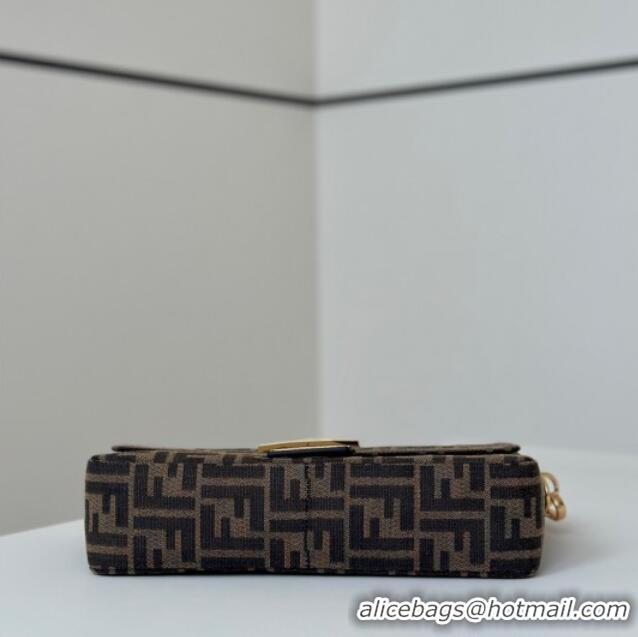 Buy Cheap Fendi Baguette Medium Bag in Brown FF jacquard fabric 8679M Brown/Gold 2025