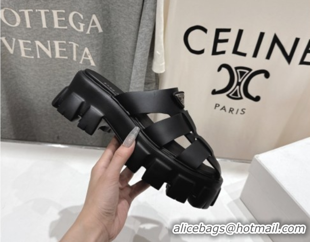 Fashion Luxury Prada Monolith rubber platform mules Black 2025 1XX751