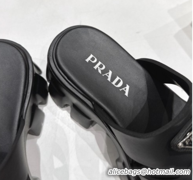Fashion Luxury Prada Monolith rubber platform mules Black 2025 1XX751