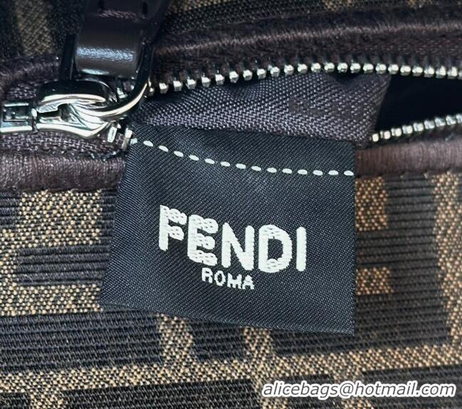 Top Grade Fendi Baguette Medium Bag in Brown FF jacquard fabric 8679M Brown/Silver 2025