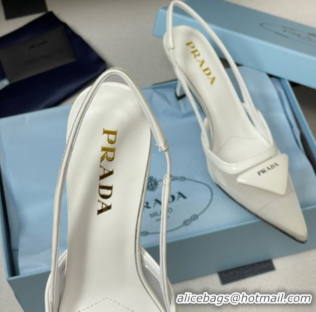 Fashion Prada Mesh fabric slingback pumps 7.5cm White 2025 1I891N