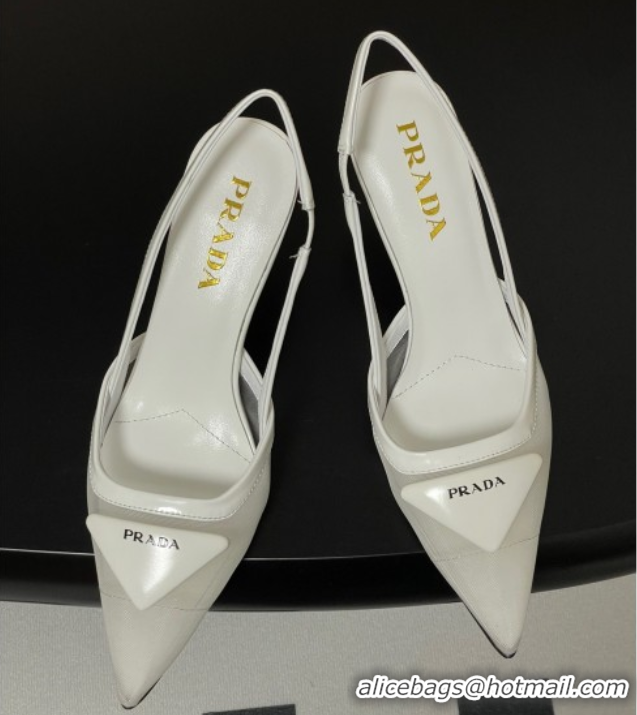 Fashion Prada Mesh fabric slingback pumps 7.5cm White 2025 1I891N