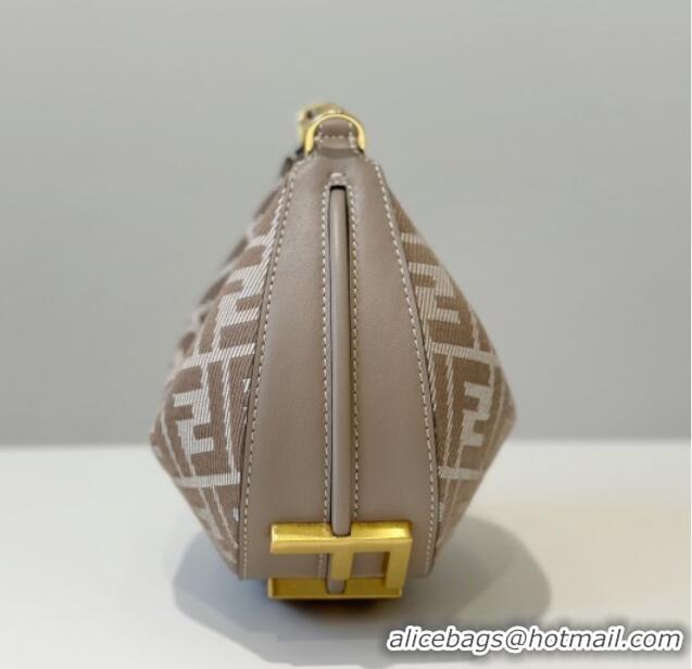 New Stylish Fendi Fendigraphy Mini Hobo Bag in denim-effect FF jacquard 8657 Dove Grey 2025