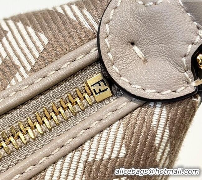 New Stylish Fendi Fendigraphy Mini Hobo Bag in denim-effect FF jacquard 8657 Dove Grey 2025