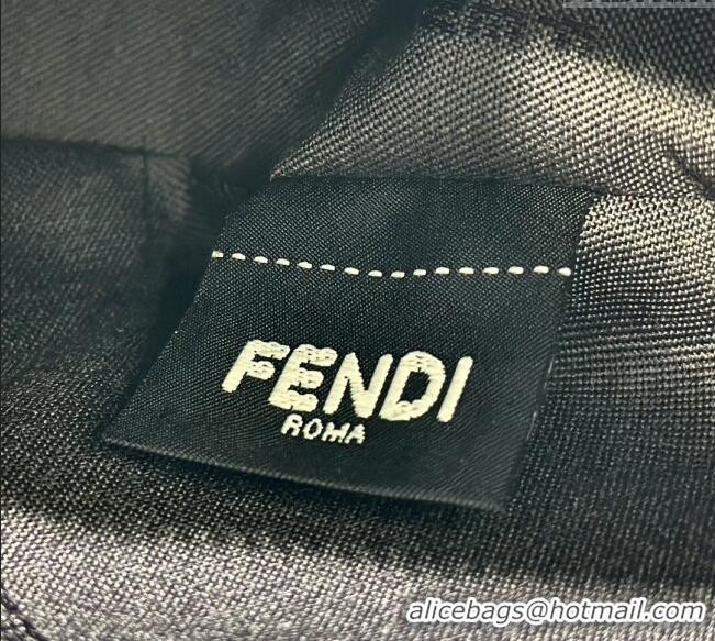 New Stylish Fendi Fendigraphy Mini Hobo Bag in denim-effect FF jacquard 8657 Dove Grey 2025