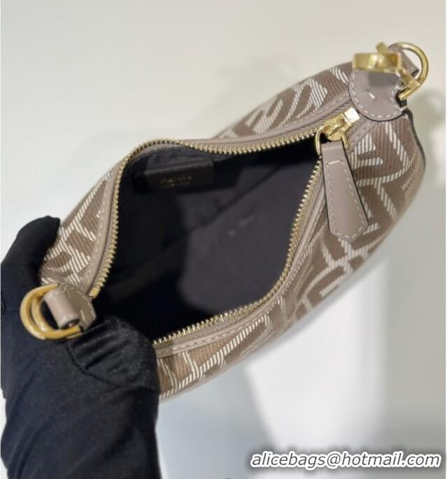 New Stylish Fendi Fendigraphy Mini Hobo Bag in denim-effect FF jacquard 8657 Dove Grey 2025