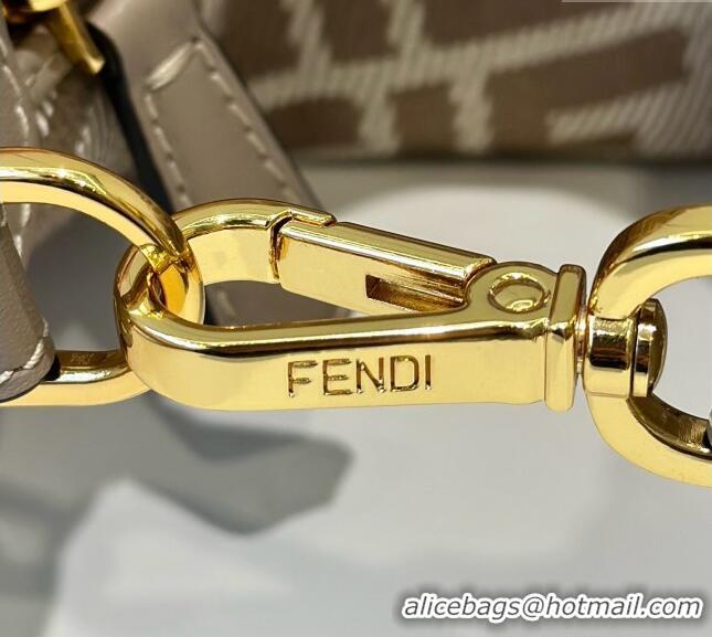 New Stylish Fendi Fendigraphy Mini Hobo Bag in denim-effect FF jacquard 8657 Dove Grey 2025