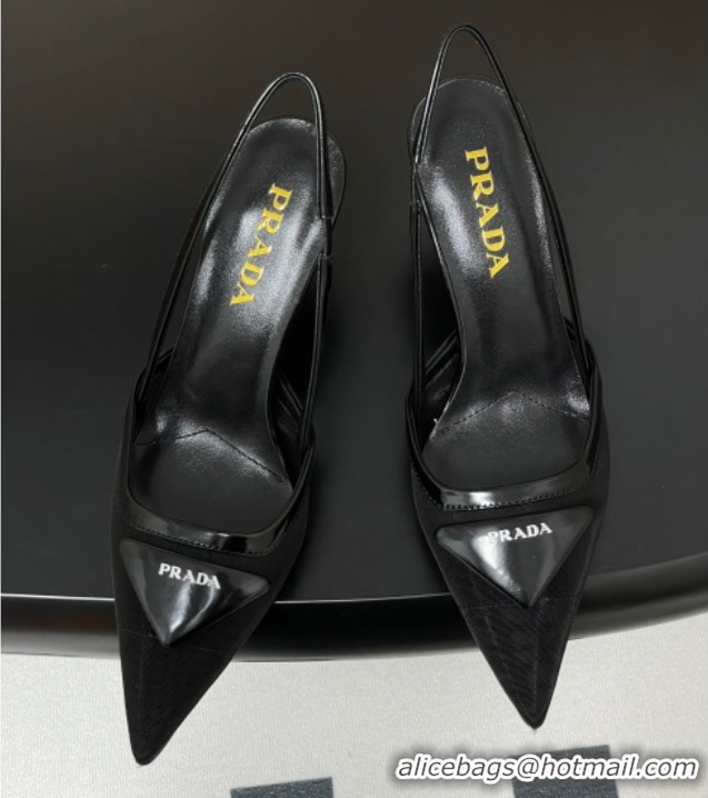 Duplicate Prada Mesh fabric slingback pumps 7.5cm Black 2025 1I891N