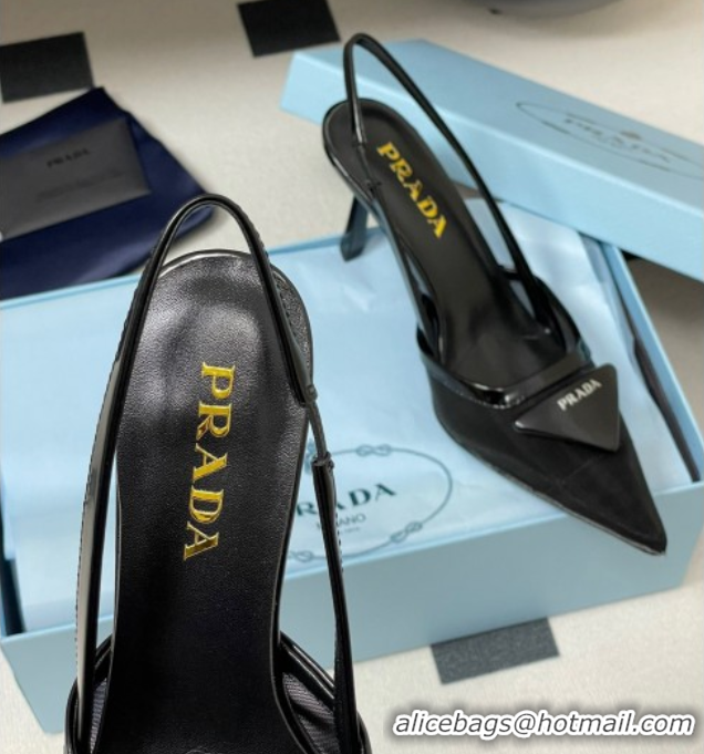 Duplicate Prada Mesh fabric slingback pumps 7.5cm Black 2025 1I891N