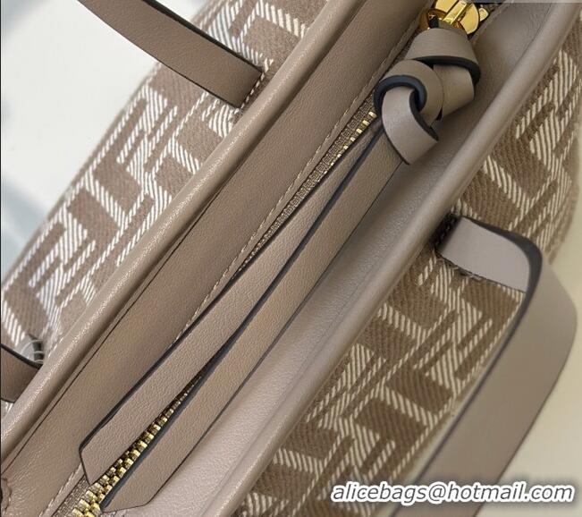 Modern Classic Fendi Roll Mini Tote Bag in denim-effect FF jacquard 8655E dove grey 2025