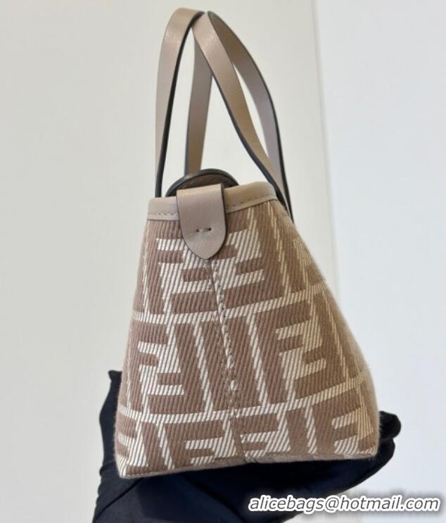 Modern Classic Fendi Roll Mini Tote Bag in denim-effect FF jacquard 8655E dove grey 2025