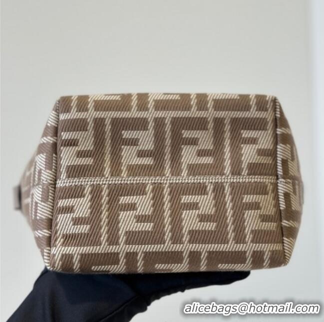 Modern Classic Fendi Roll Mini Tote Bag in denim-effect FF jacquard 8655E dove grey 2025
