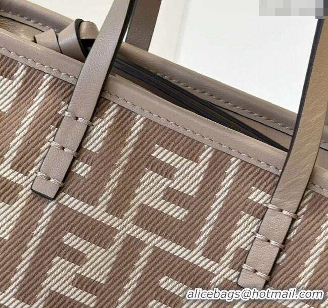 Modern Classic Fendi Roll Mini Tote Bag in denim-effect FF jacquard 8655E dove grey 2025