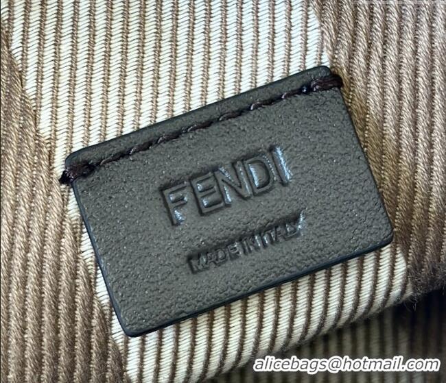 Modern Classic Fendi Roll Mini Tote Bag in denim-effect FF jacquard 8655E dove grey 2025