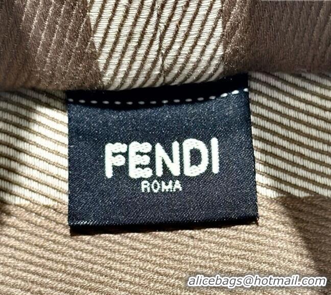 Modern Classic Fendi Roll Mini Tote Bag in denim-effect FF jacquard 8655E dove grey 2025