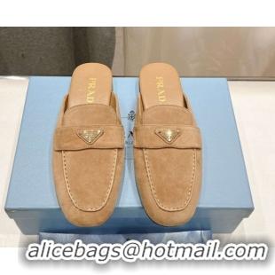 Best Product Prada Suede Mules/Slippers Dark Beige 2025 1D766N